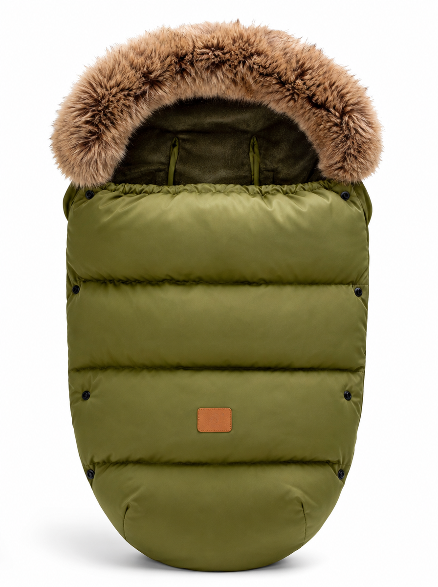 Army Green quilted pram footmuff