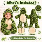 Plush Turtle Hooded Baby Romper