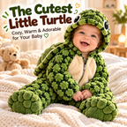 Plush Turtle Hooded Baby Romper