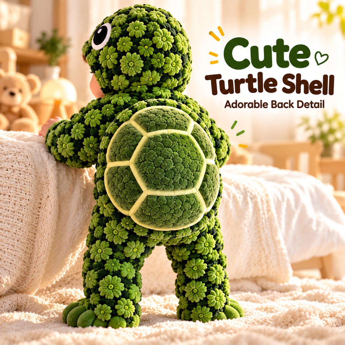 Plush Turtle Hooded Baby Romper