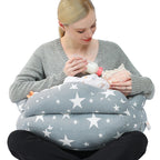 Adjustable nursing pillow with safety fence