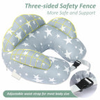 Adjustable nursing pillow with safety fence