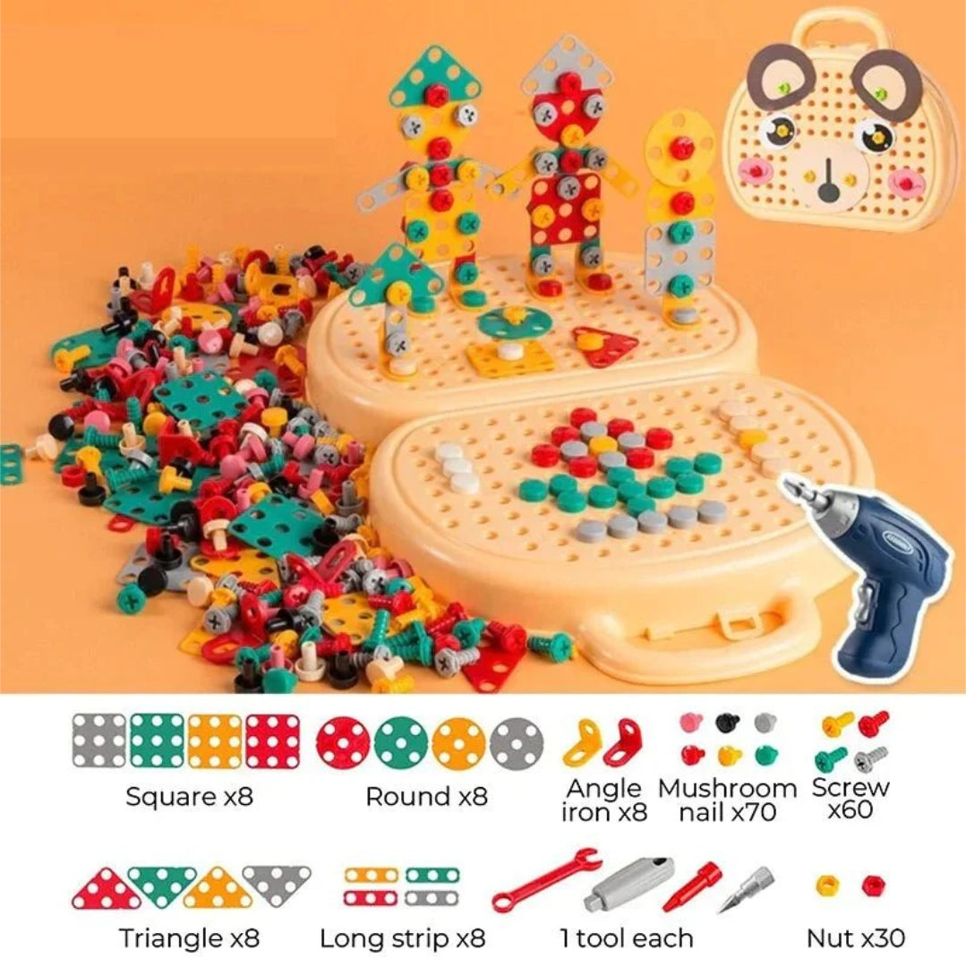 Værktøjssæt til børn konstruktionslegetøj med boremaskine