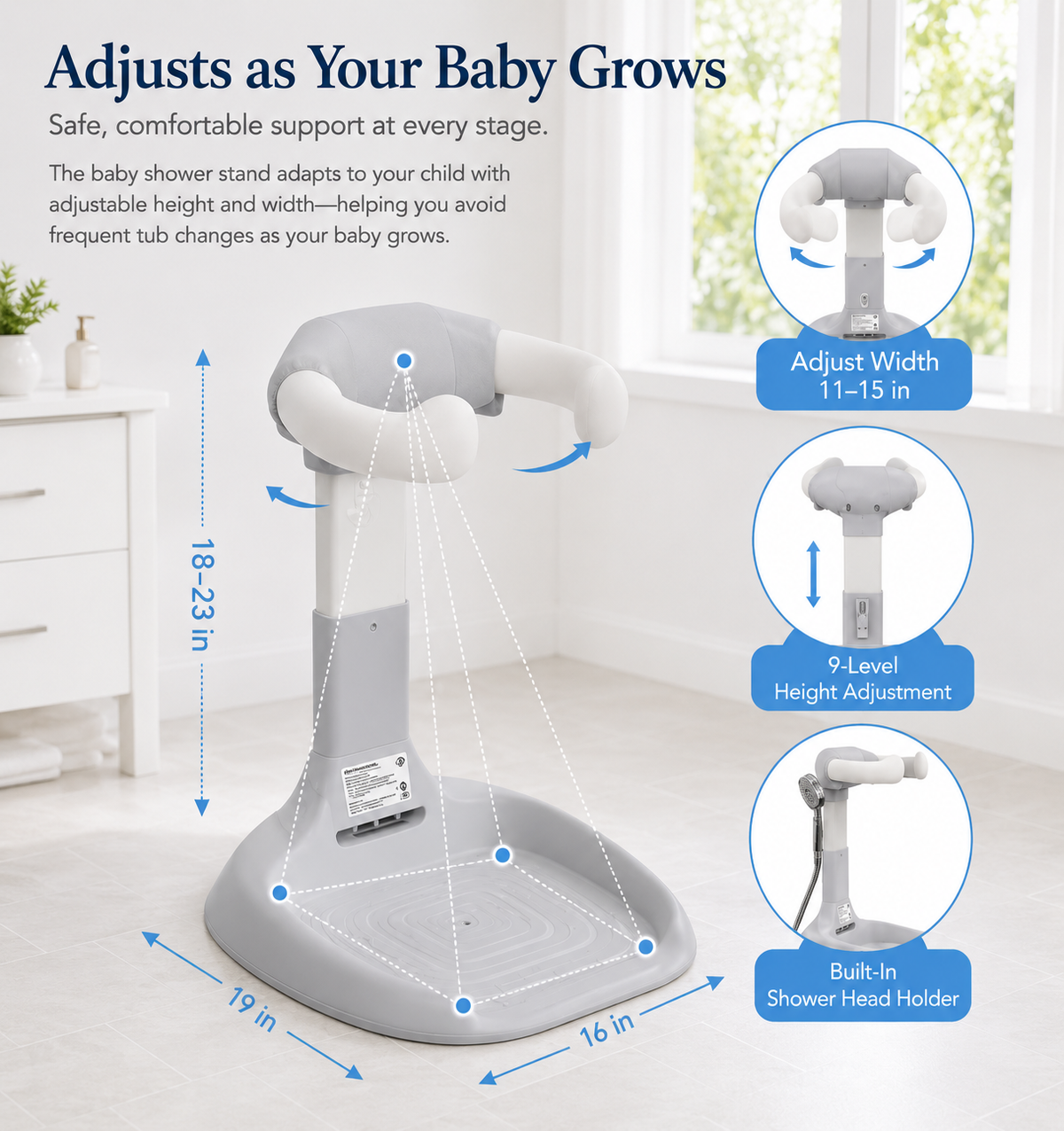 Adjustable Foldable Baby Bath Support Stand
