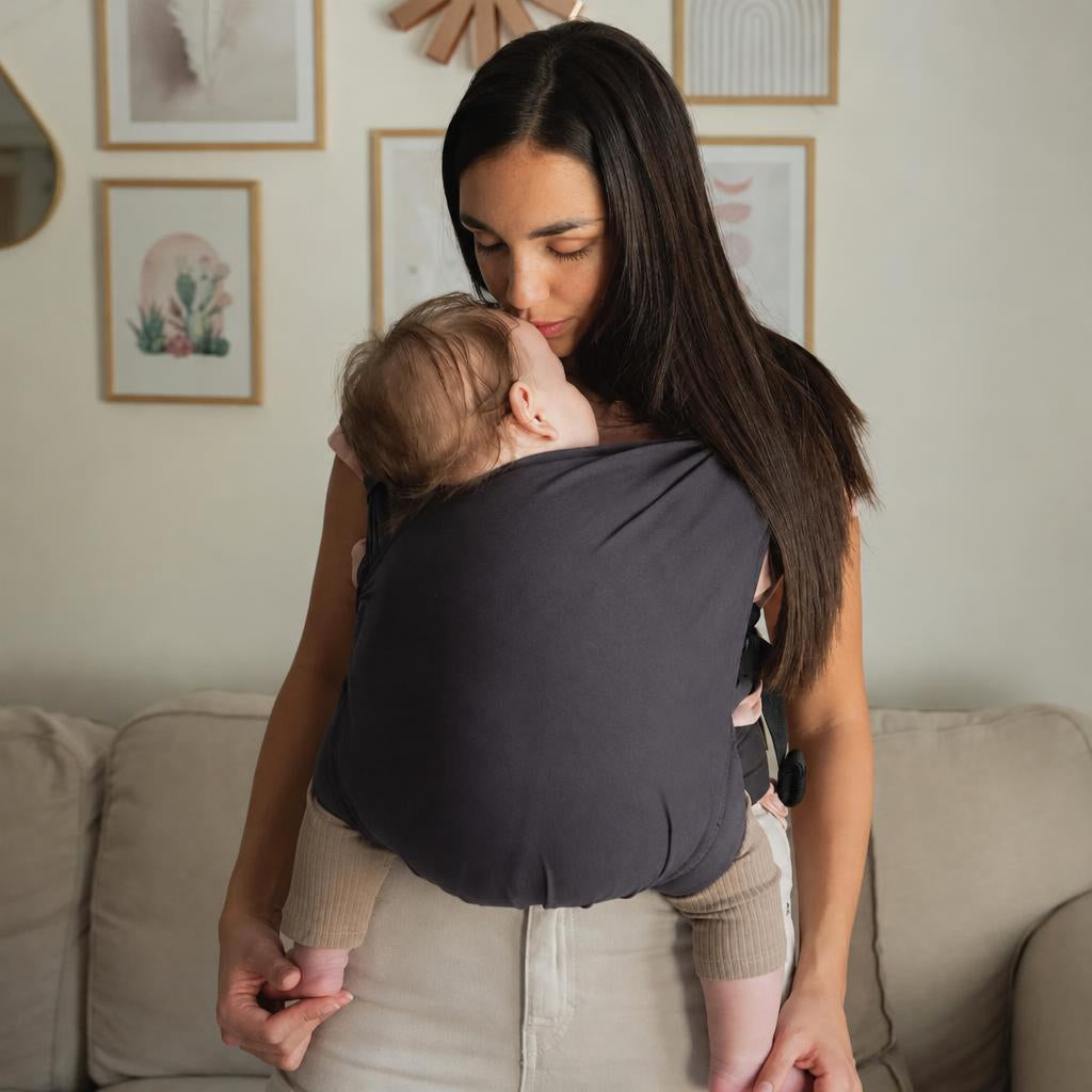 Soft stretch baby wrap carrier with buckle