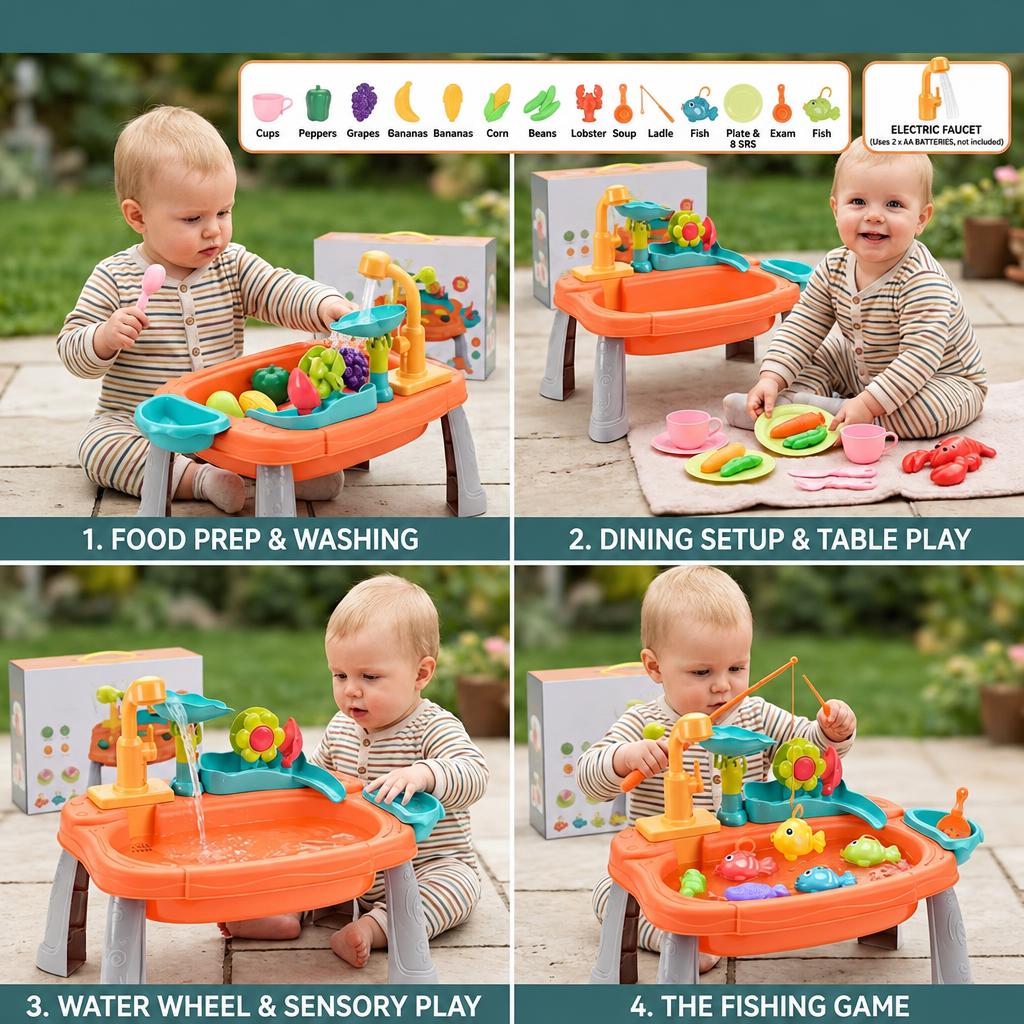 Elevated Kids Kitchen Sink Water Playset - main-4