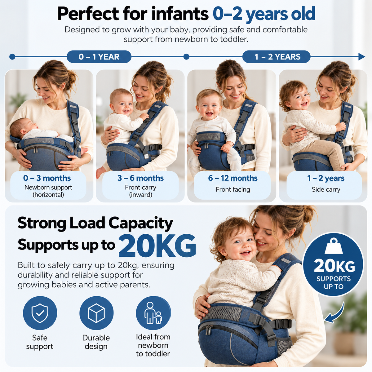 Padded Hip Seat Baby Carrier with Storage