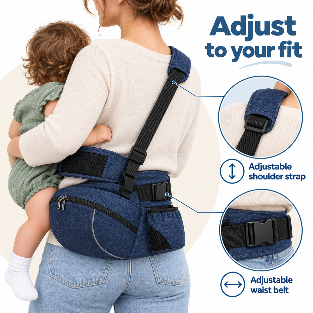 Padded Hip Seat Baby Carrier with Storage