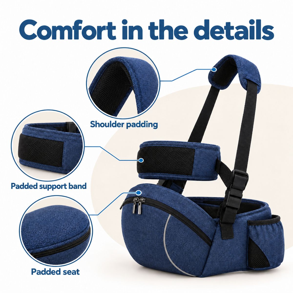 Padded Hip Seat Baby Carrier with Storage