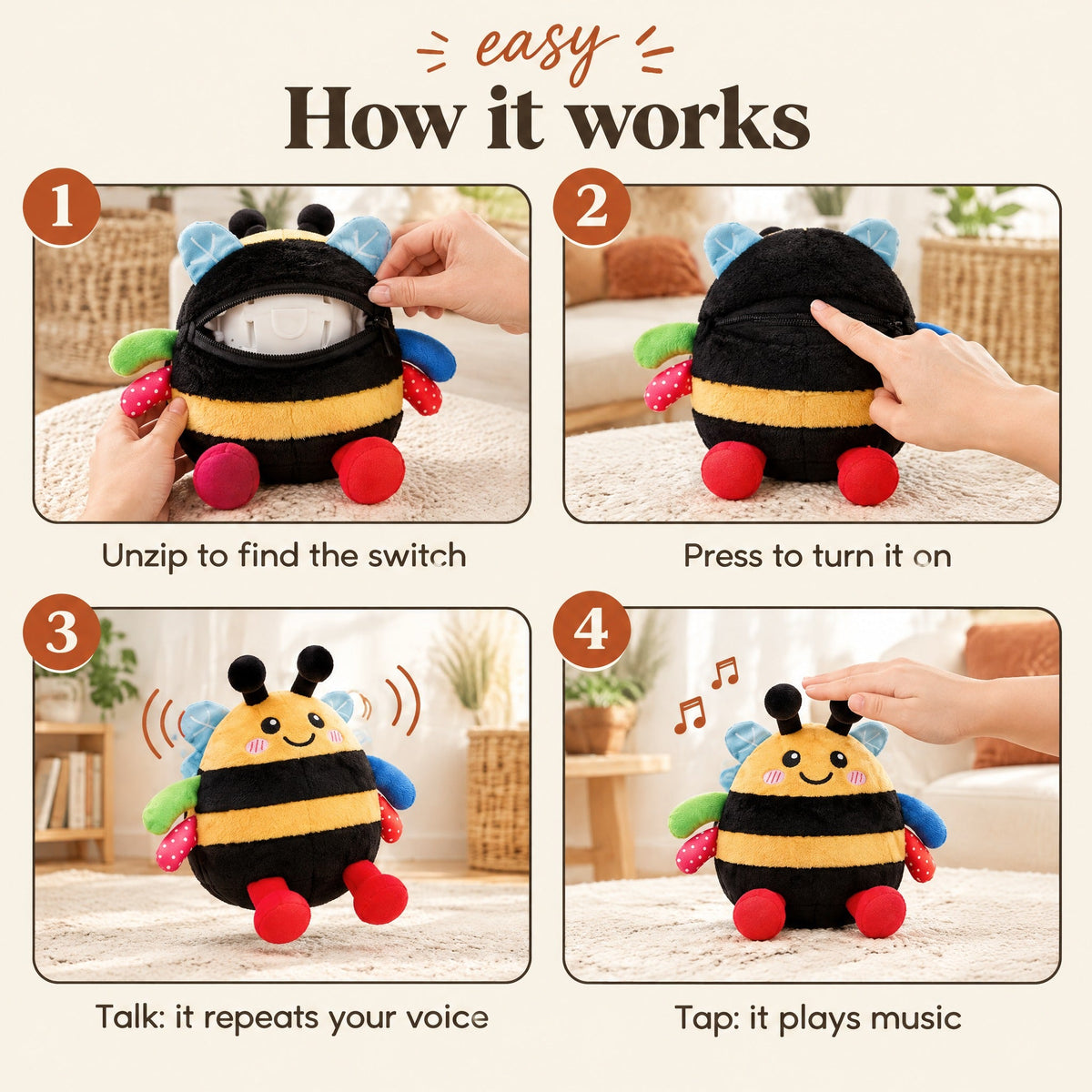 Musical Bouncing Bee Crawling Toy