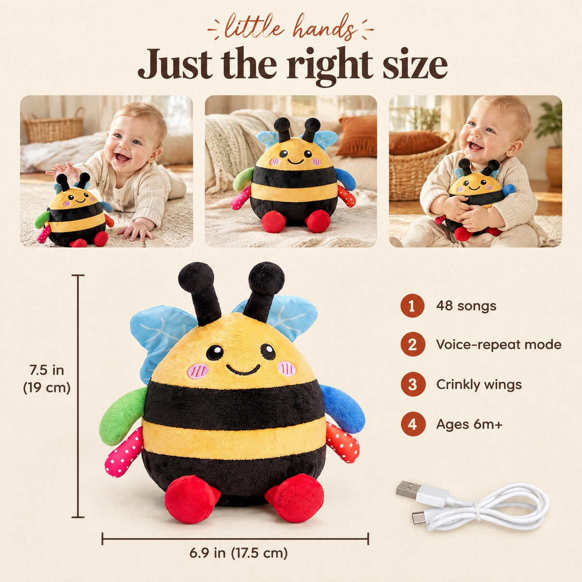 Musical Bouncing Bee Crawling Toy