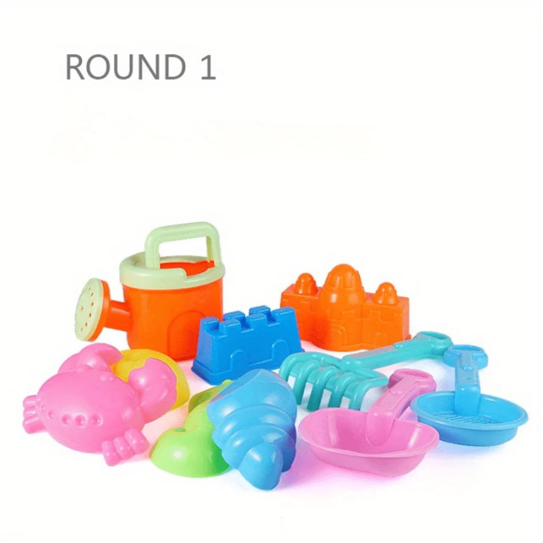 Beach toy set for sand and water with bucket, shovel, and accessories