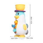 Water-filled wind-up penguin bath toy