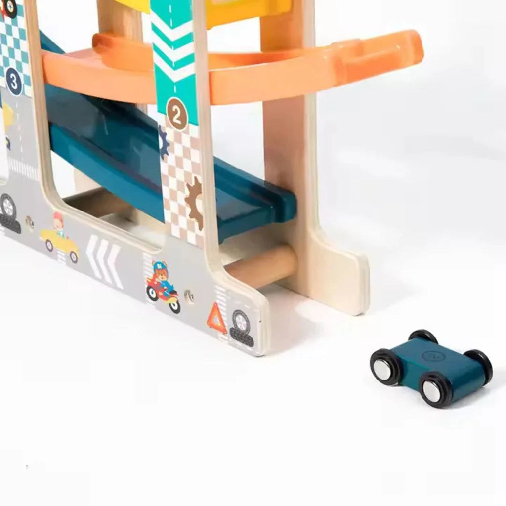 Wooden car ramp roller toy for toddlers