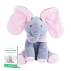 Musical elephant plush with a fun peek-a-boo function