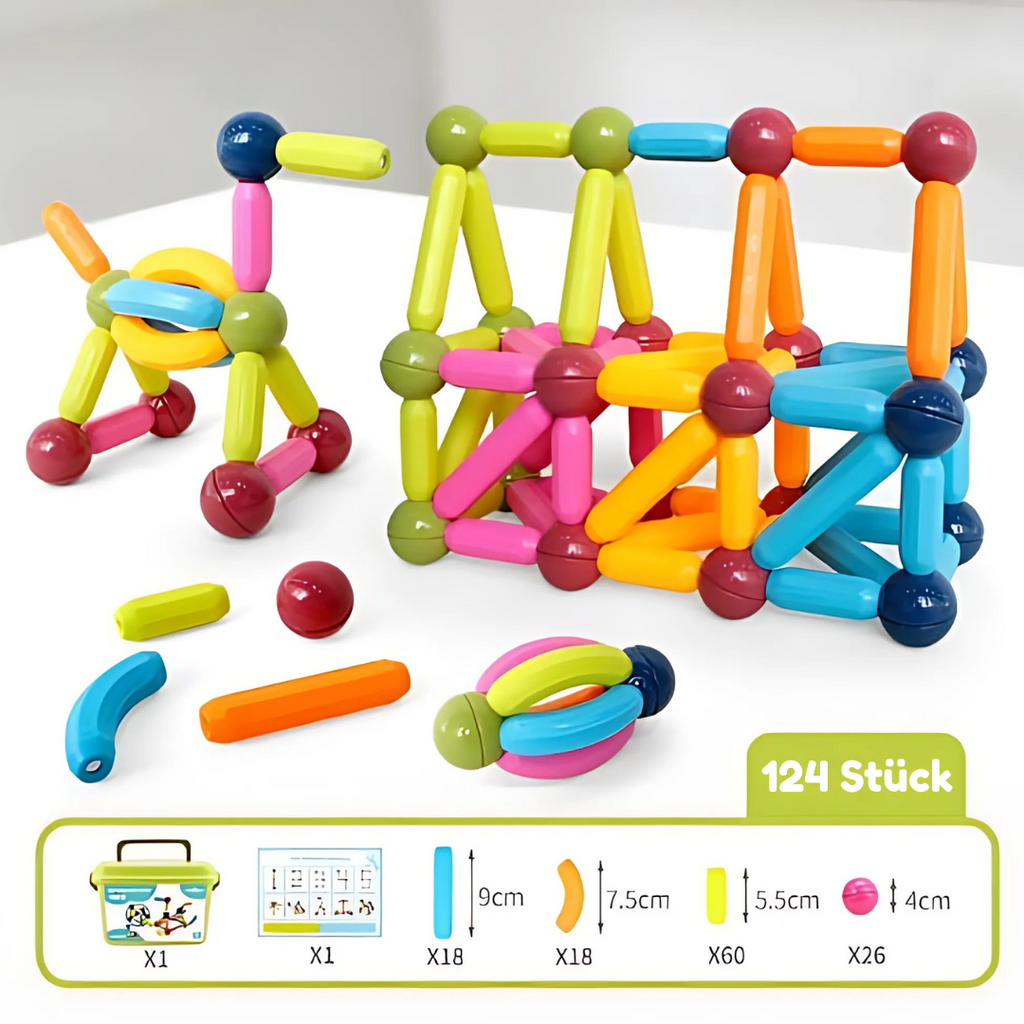 Magnetic construction set with sticks and connectors