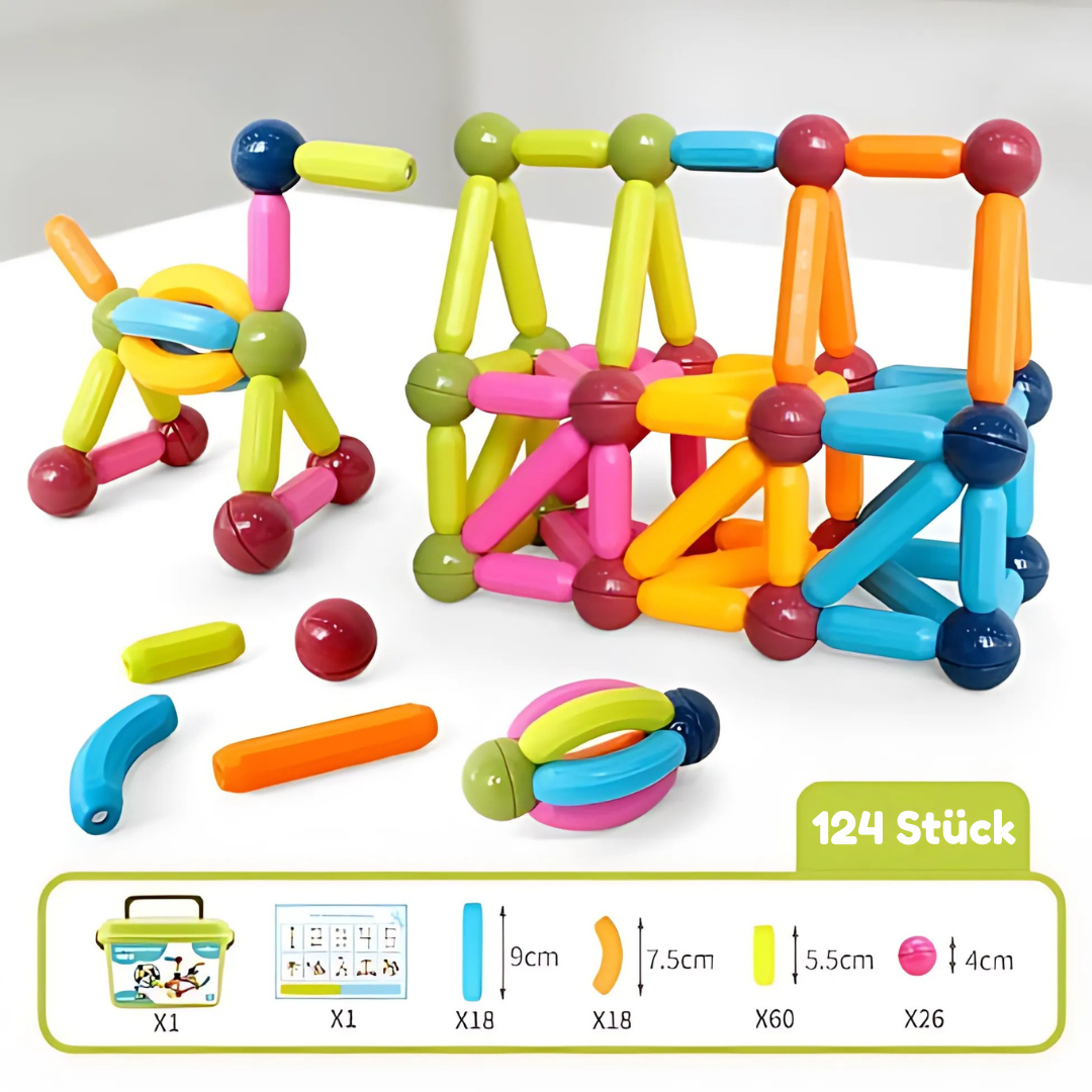 Magnetic construction set with sticks and connectors