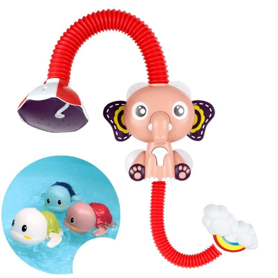 Bath toy with shower head and running water