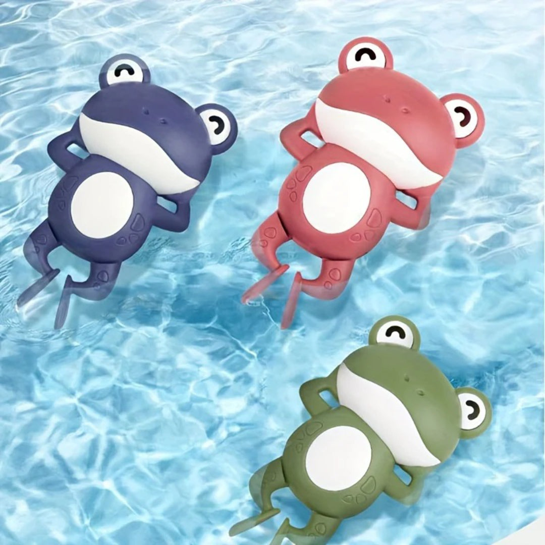 Frog-shaped bath toy in non-toxic plastic