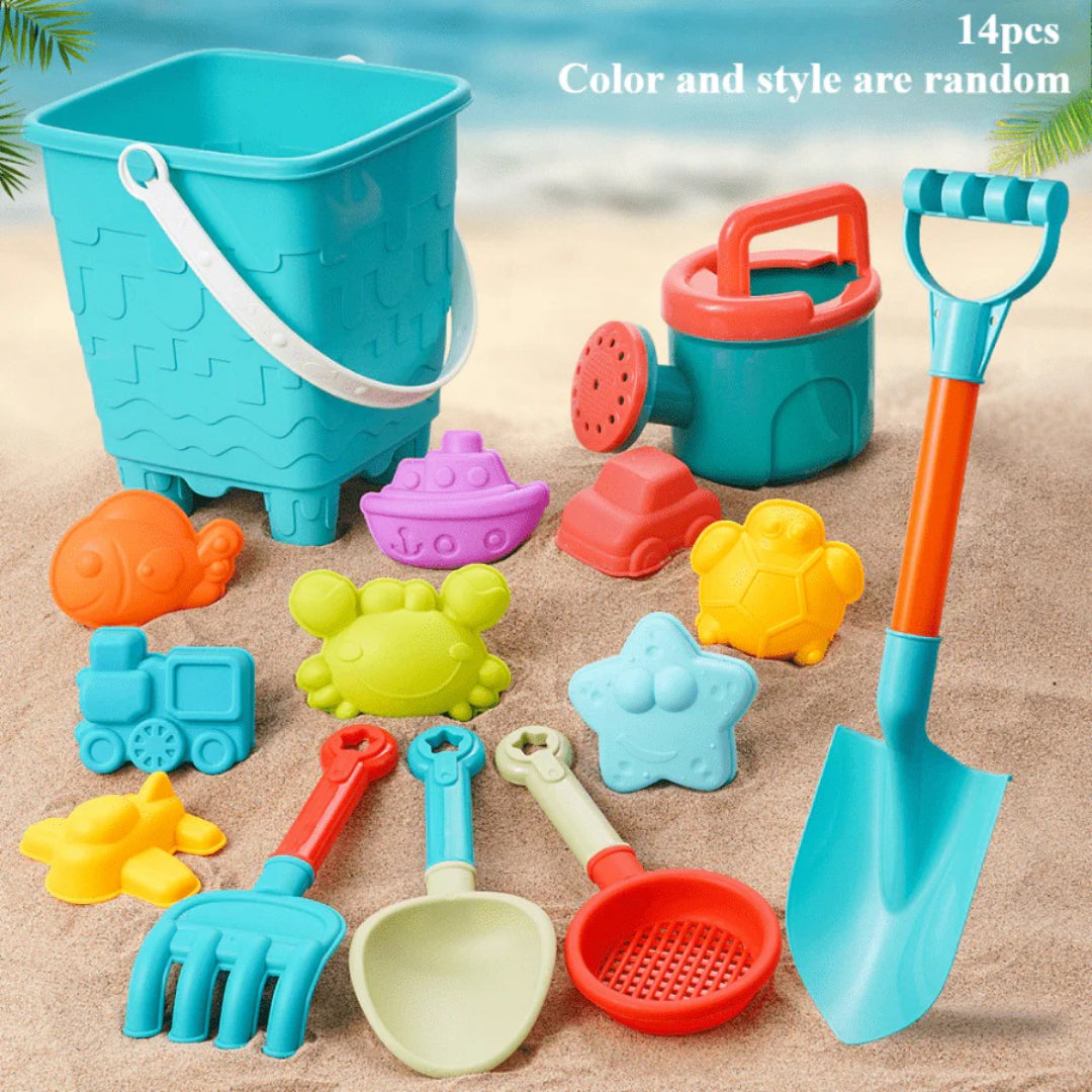 Beach toy set for sand and water with bucket and shovel