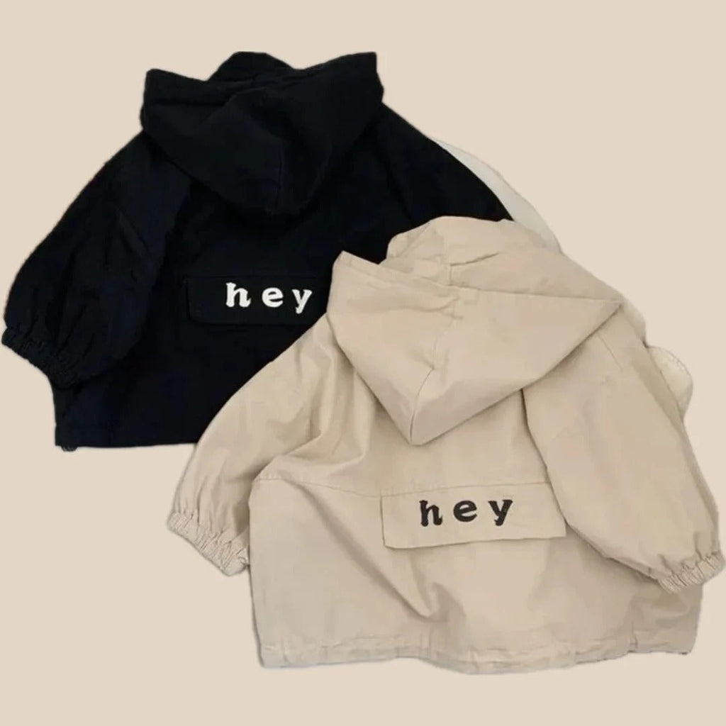 Children's polyester windbreaker with hood