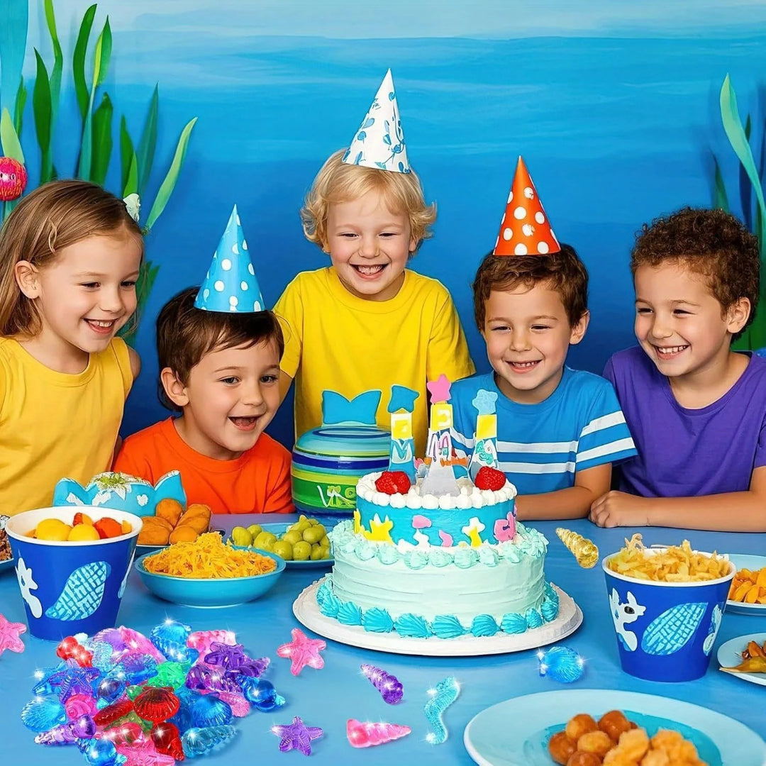 Treasure hunt set with sea creatures and acrylic jewels