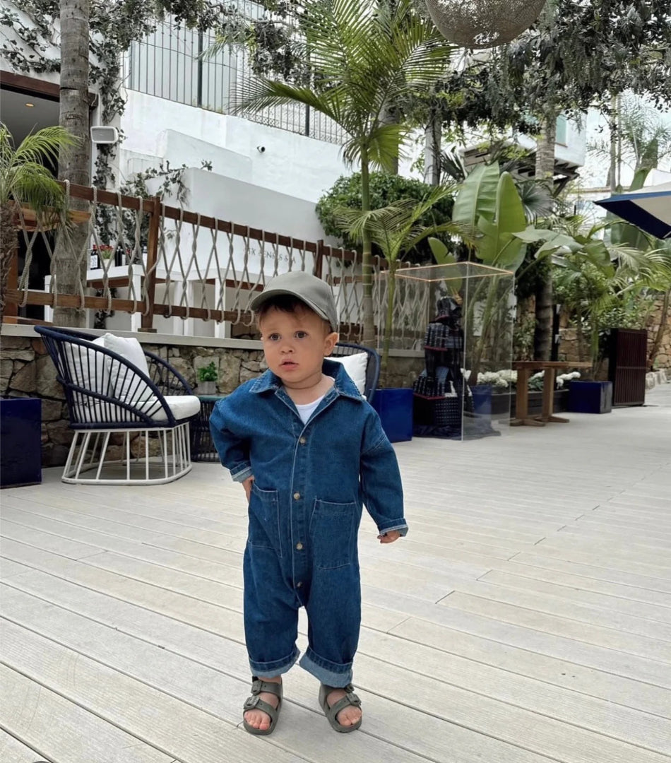 Infant and toddler denim dungarees in blue