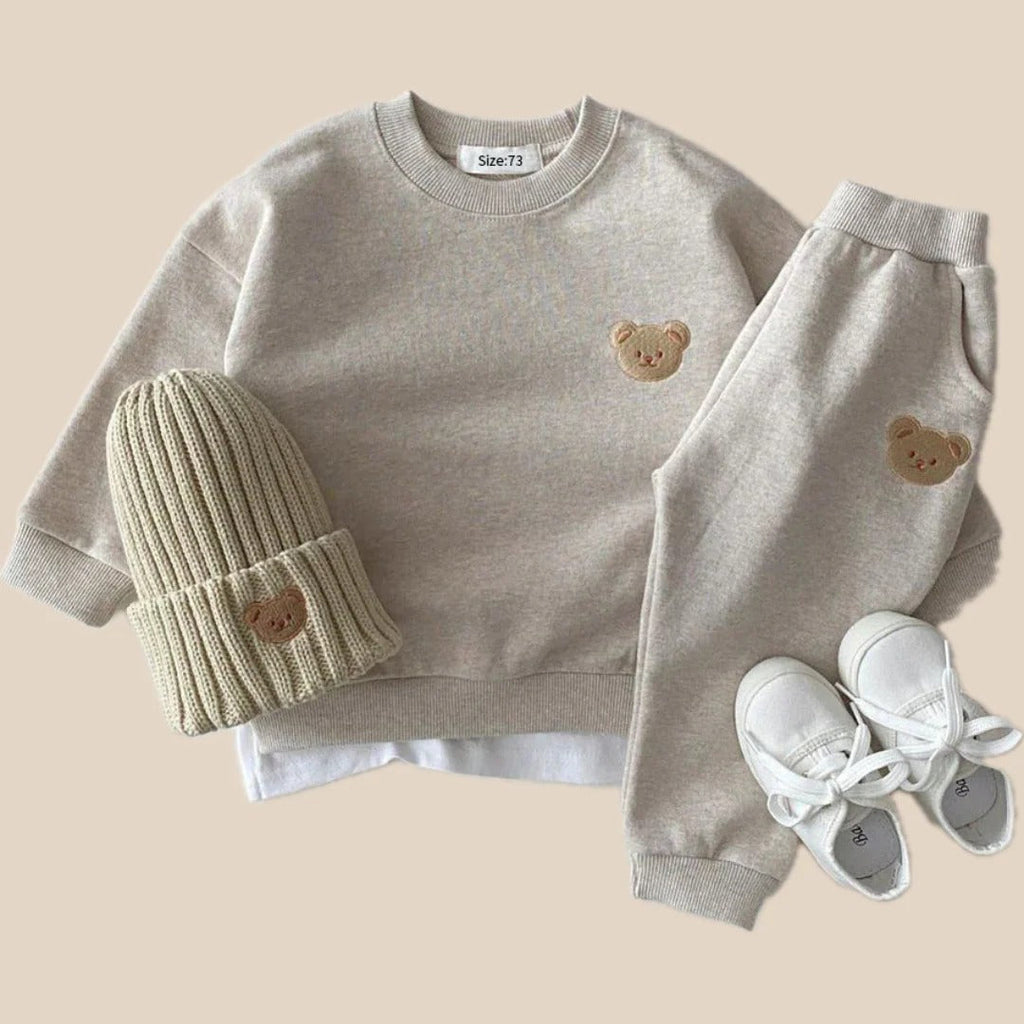Children's two-piece set with bear motif, unisex