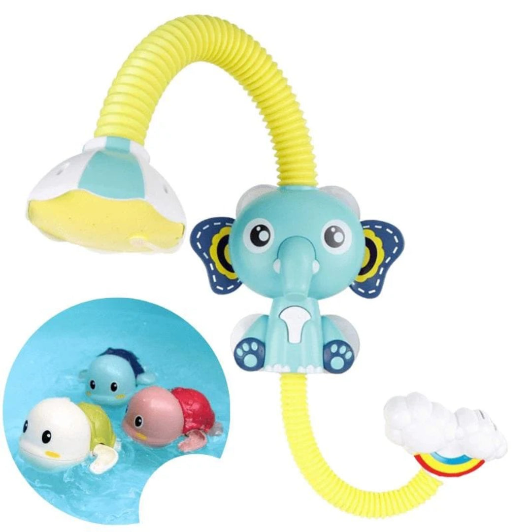 Bath toy with shower head and running water