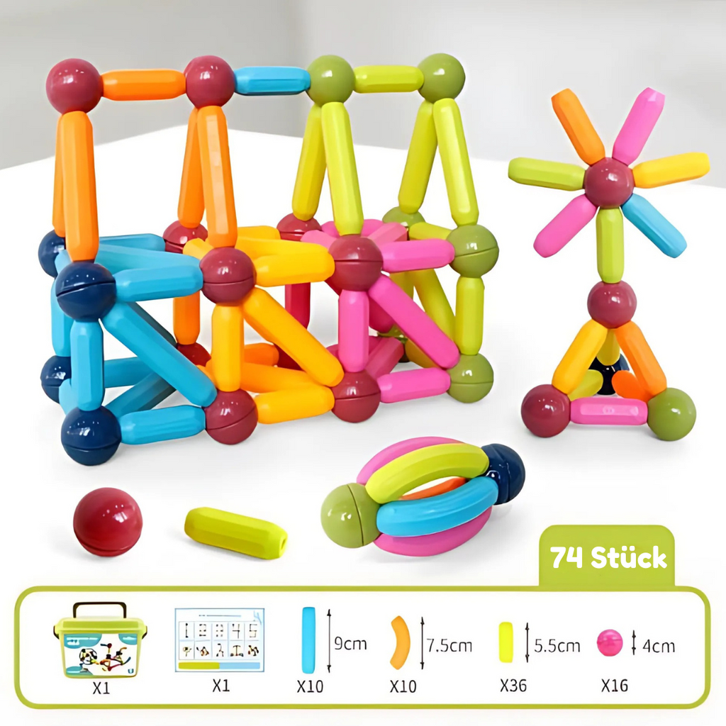 Magnetic construction set with sticks and connectors