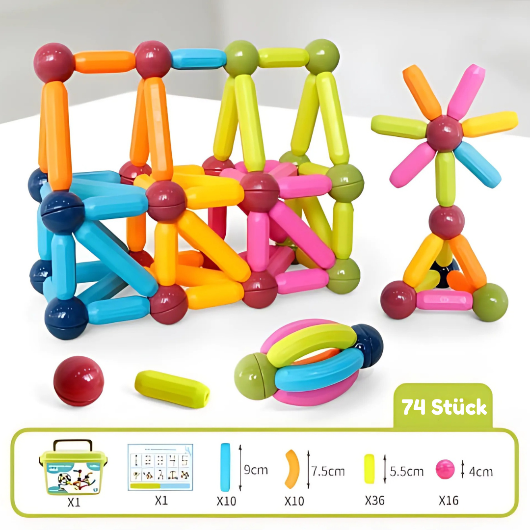 Magnetic construction set with sticks and connectors