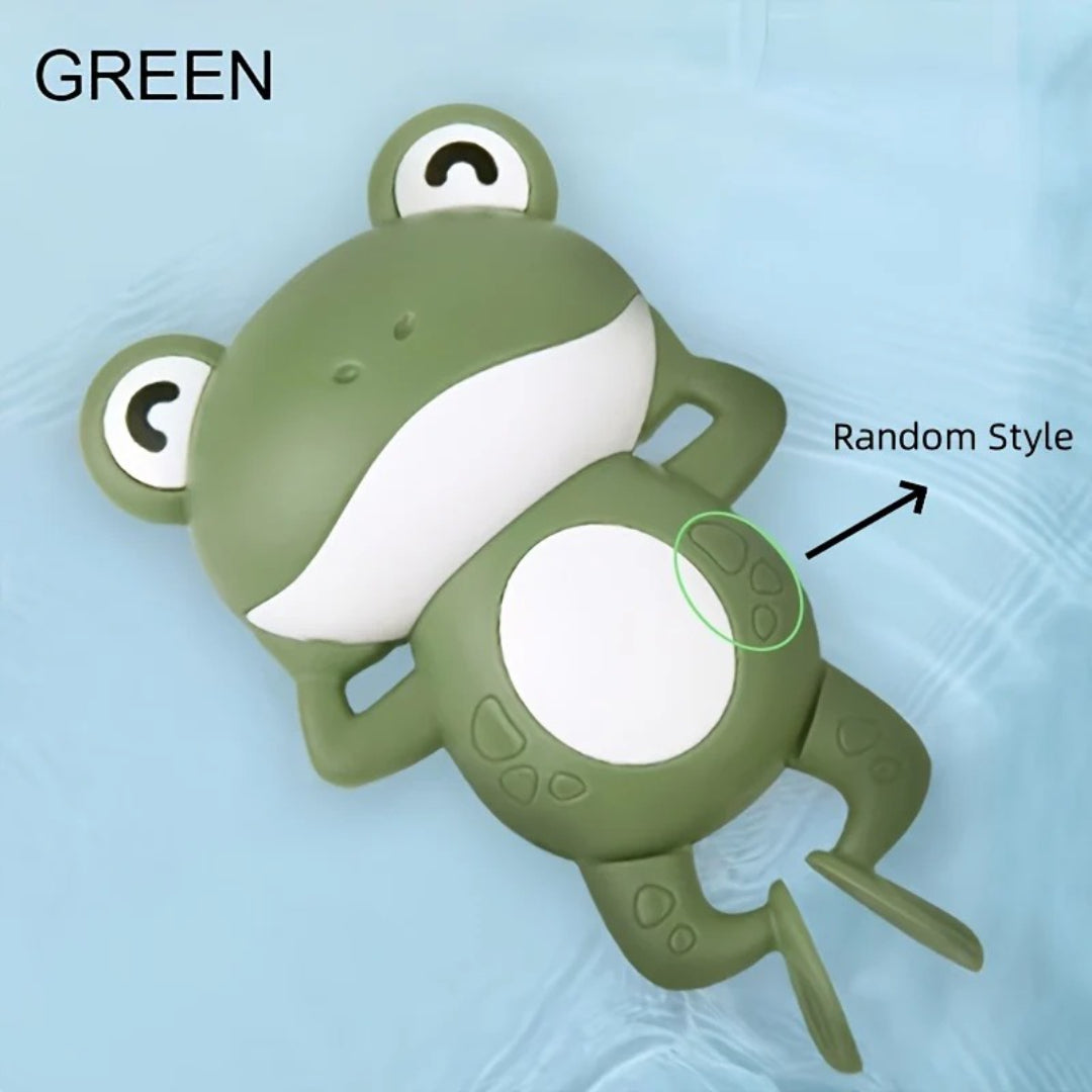 Frog-shaped bath toy in non-toxic plastic