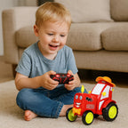 Tractor toy farm vehicle in cartoon style