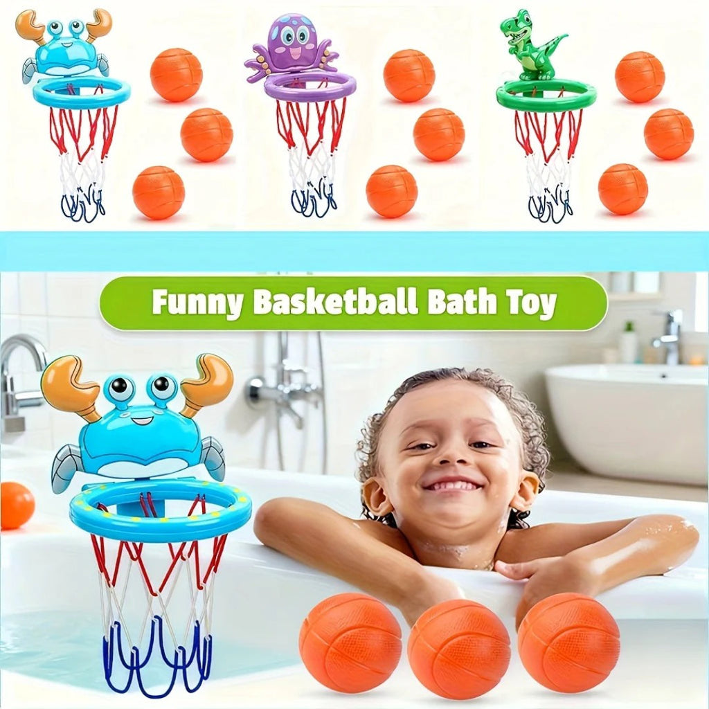 Mini basketball hoop for the bath with animal motif