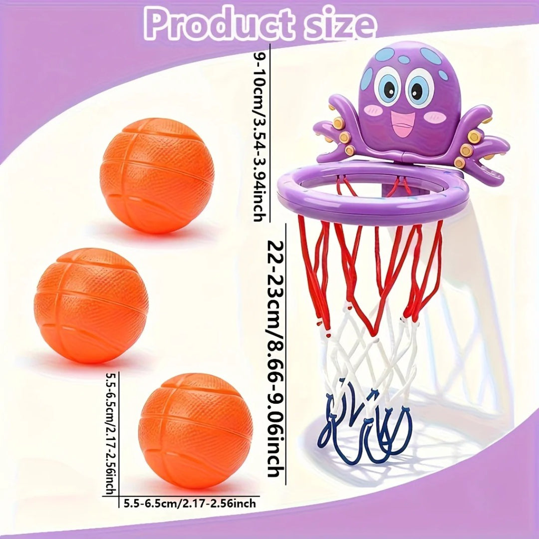 Mini basketball hoop for the bath with animal motif