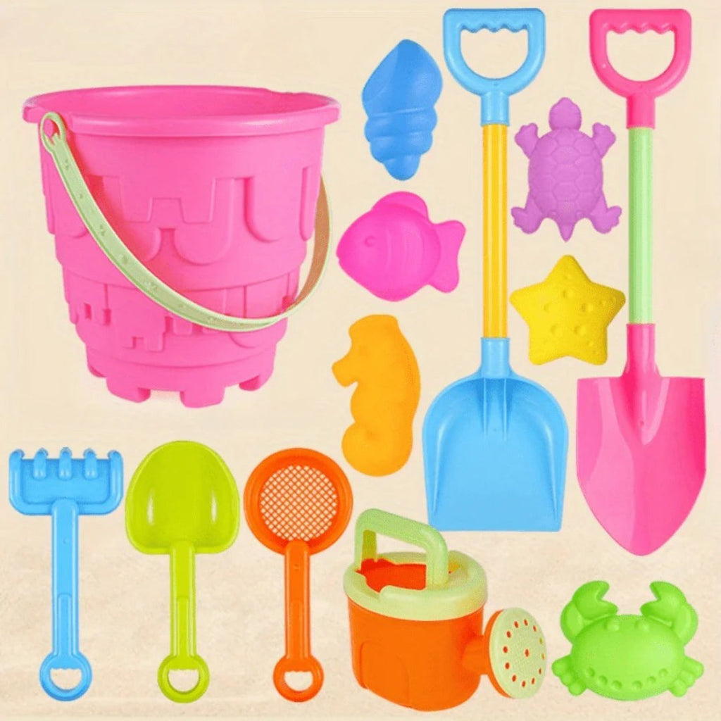 Beach toy set for sand and water with bucket, shovel, and accessories