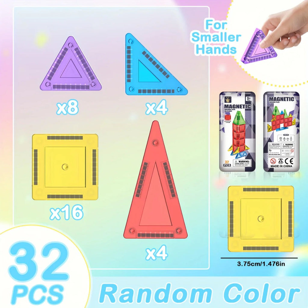Magnetic Building Set with 32-Piece STEM Building Blocks