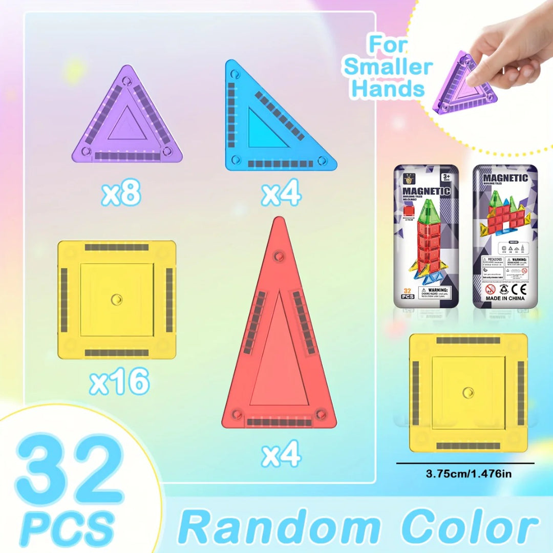 Magnetic Building Set with 32-Piece STEM Building Blocks