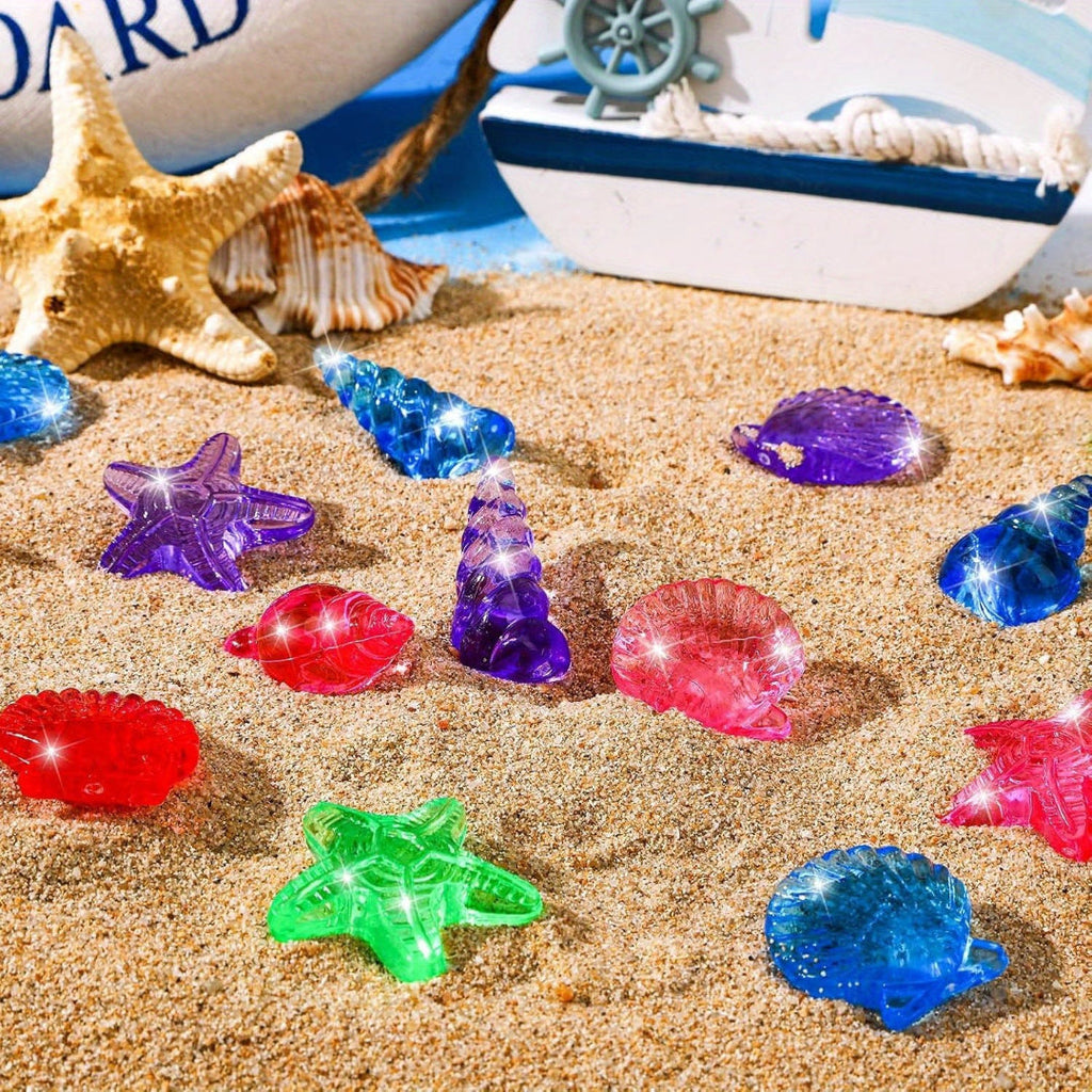 Treasure hunt set with sea creatures and acrylic jewels