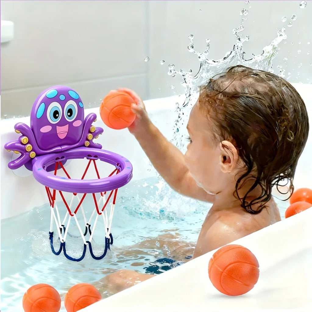 Mini basketball hoop for the bath with animal motif