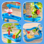 Sand and water play table activity table with four levels for outdoor play