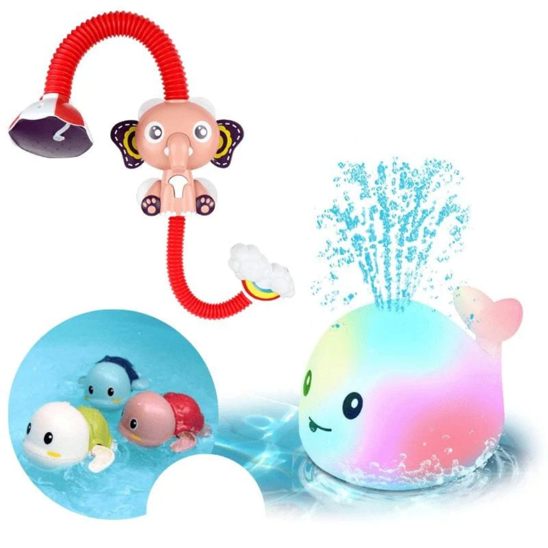 Bath toy with shower head and running water