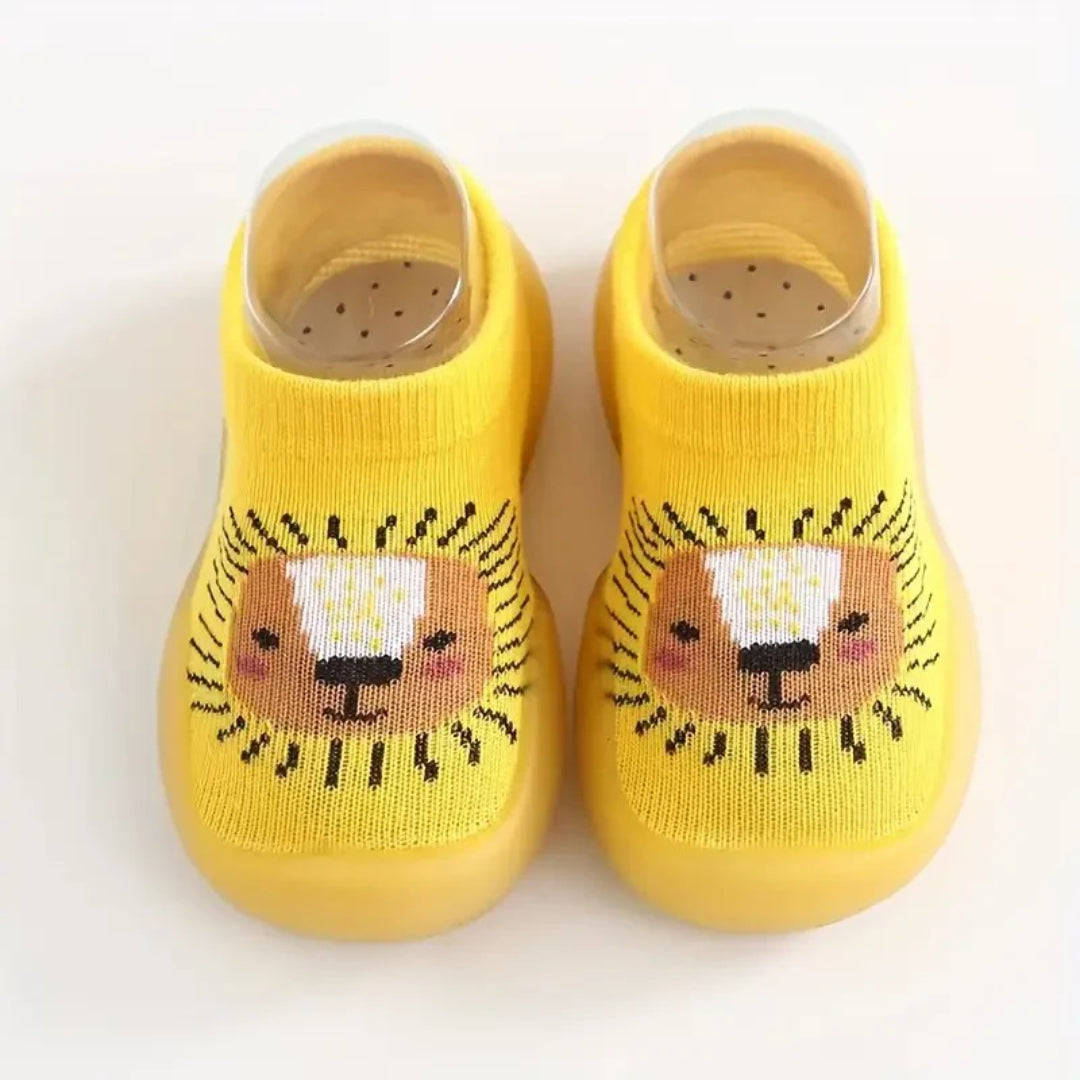 First-step baby shoes with soft, flexible, non-slip sole