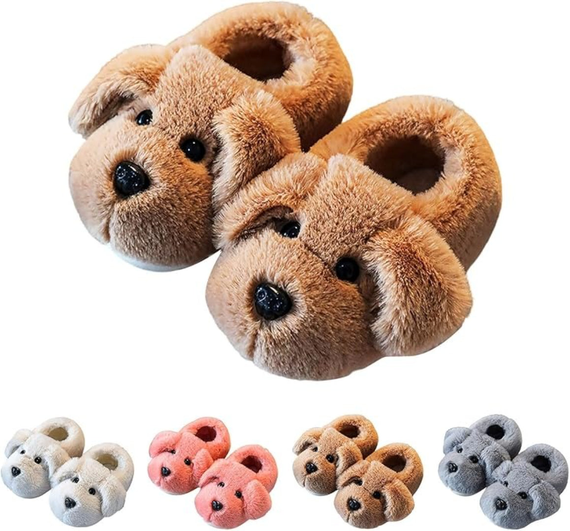 Soft plush slippers for children with non-slip sole