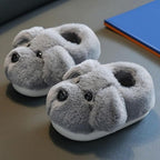 Soft plush slippers for children with non-slip sole