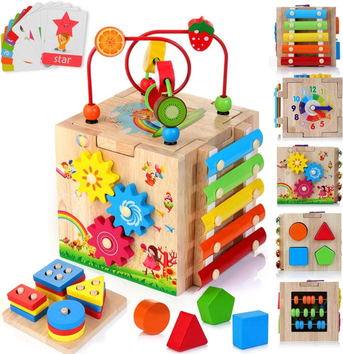 Activity Block for Baby 8-in-1 Montessori Toy for Motor Development