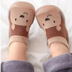 First-step baby shoes with soft, flexible, non-slip sole