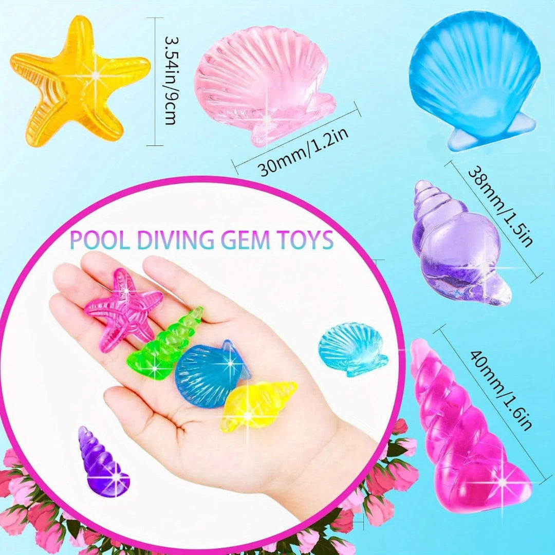 Treasure hunt set with sea creatures and acrylic jewels