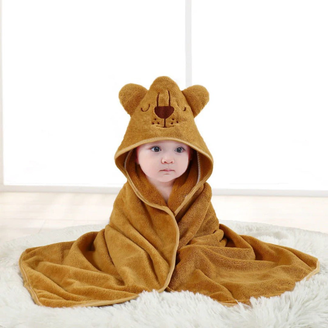 Baby bath towel in soft absorbent material