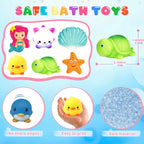 Light-up bath toy set with glittering floating sea animals